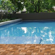 11 PCS 12 In. x 12 In. Interlocking Wood Deck Tiles Patio Pavers Floor