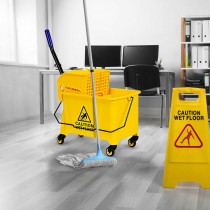 21 Quart Mop Bucket Side Press Wringer On Wheels With Panel