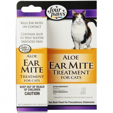 Four Paws Ear Mite Remedy for Cats - .75 oz - 2 Pieces