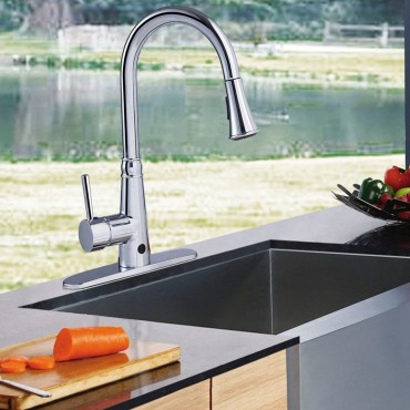 Pull-Down Single Handle Dual Spray Chrome Kitchen Faucet