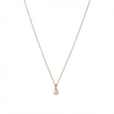 14 Karat Gold Necklace with a Sliding Cultured Freshwater Pearl Pendant