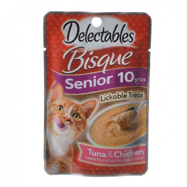 Hartz Delectable Bisque Senior Likable Cat Treats - Tuna and Chicken - 1.4 oz - 10 Pieces