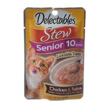 Hartz Delectable Stew Senior Likable Cat Treats - Chicken and Tuna - 1.4 oz - 10 Pieces