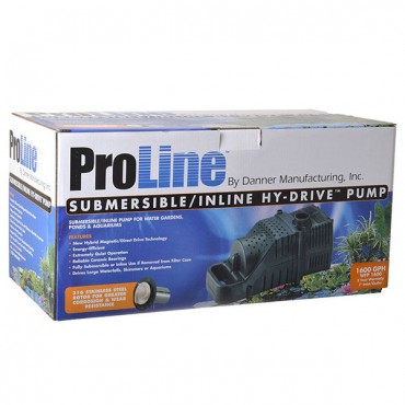 Pond master Pro Line Submersible/Inline Hy-Drive Pump - 1,600 GPH with 20' Cord