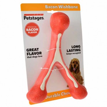 Petstages Bacon Wishbone Chew Toy - 1 Count - 8.5 in.L x 5.5 in.W x 2.5 in.H