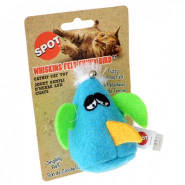Spot Whiskies Felt Funny bird with Catnip - Assorted Colors - 1 Count - 5 Pieces