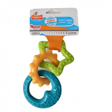 Nylabone Puppy Teething Rings - Bacon Flavor - 1 Pack - 3 Rings - 2 Pieces