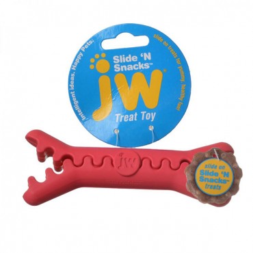 JW Pet Slide 'n Snacks Bone Treat Toy - 1 Pack - 5 in. Long - Assorted Colors - 4 Pieces
