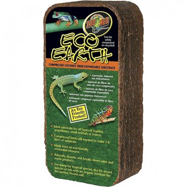 Zoo Med Eco Earth Compressed Coconut Fiber Expandable Substrate - 1 Pack - Makes 7-8 Liters - 4 Pieces