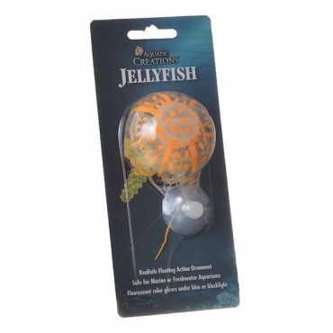 Aquatic Creations Glowing Jellyfish Aquarium Ornament - Orange - 1 Pack - 2 Pieces