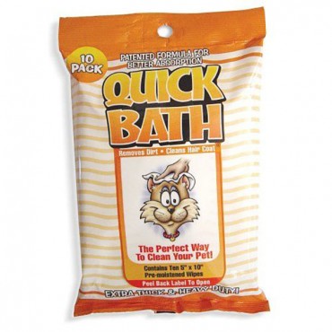 International Vet Quick Bath Cat Wipes - 10 in. Long x 5 in. Wide - 10 Pack - 4 Pieces