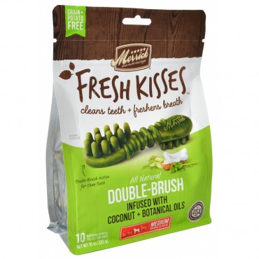 Merrick Fresh Kisses Coconut Oil Double-Brush Dental Treats - Medium - 10 Count