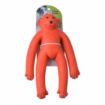 Rascals Latex Long-Legged Monkey Dog Toy - Red - 11 in. Long