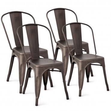 Set Of 4 Tolix Style Dining Chair Stackable Bistro Chair