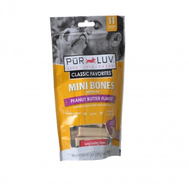 Pur Luv Mini Bones Peanut Butter Flavor Dog Treats - 11 Pack