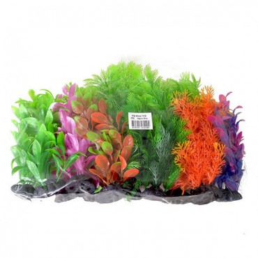 Aqua top Plastic Aquarium Plants Power Pack - Assorted Colors - 12 Pack - 7 in. High Plants