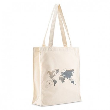 Personalized White Cotton Canvas Tote Bag - The Adventure Begins Map