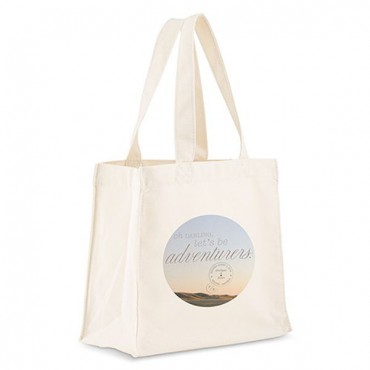 Personalized White Cotton Canvas Tote Bag - Wanderlust Oh Darling, Let's Be Adventurers