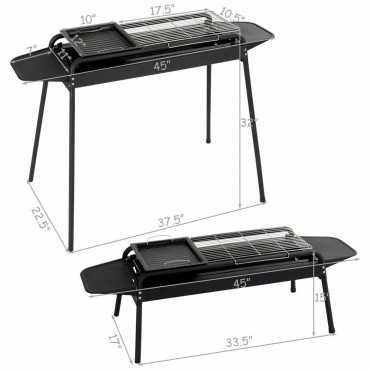 Height Adjustable Outdoor Barbecue Charcoal Grill Stove