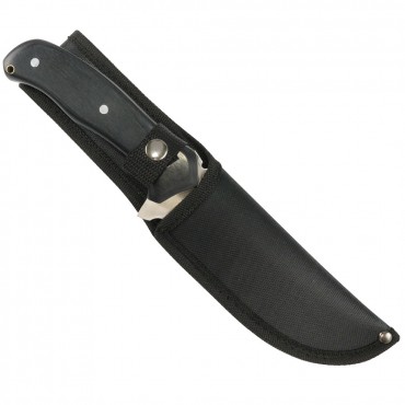 TheBoneEdge Stainless Steel Hunting knife Ridges on Blade All Black Handle
