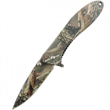 Hunt-Down All Camo 7 in. Spring Assisted Folding Knife Stainless 3CR13 Steel