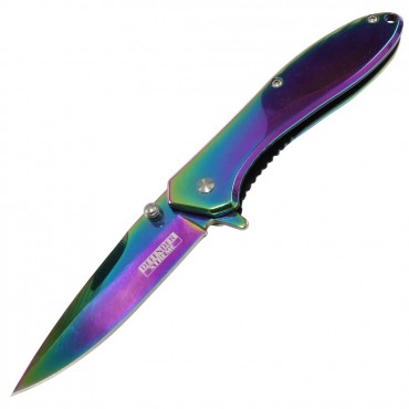 Hunt-Down Rainbow 7 in. Spring Assisted Folding Knife Stainless 3CR13 Steel