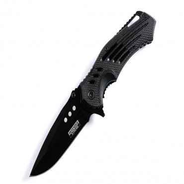 Defender Xtreme Black 8.75 in. Spring Assisted Tactical Folding Knife 3CR13 Steel