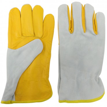 Yellow Cowhide Leather Safety Protective Gloves Welding Welder Work Repair Pair