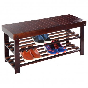 4 Ft. Solid Wood Shoe Bench Storage Rack
