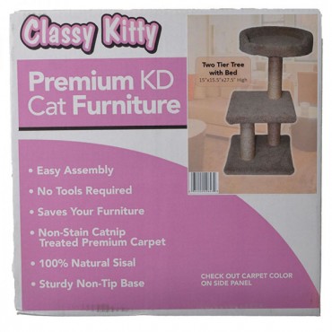 Classy Kitty 2-Tier Tree with Bed - 15 in. L x 15.5 in. W x 27.5 in. H