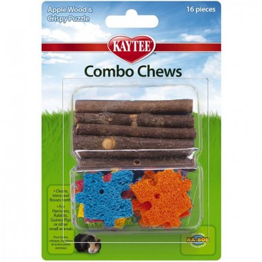 Kaytee Combo Chews Apple Wood and Crispy Puzzle - 16 Pieces - 4 Pieces