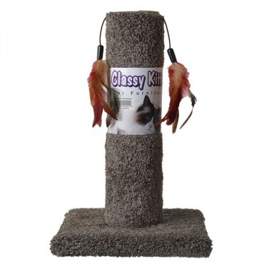 Classy Kitty Cat Scratching Post with Feathers - 17.5 in. High - Assorted Colors