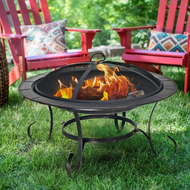 30 In. Outdoor Fire Pit BBQ Camping Firepit Heater