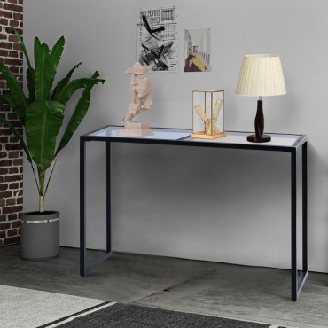 Hallway Entryway Console Table With Tempered Glass Top