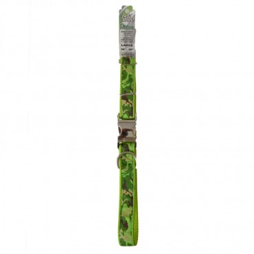 Pet Attire Ribbon Lime Camouflage Adjustable Nylon Dog Collar with Metal Buckle - 18 - 26 Long x 1 Wide