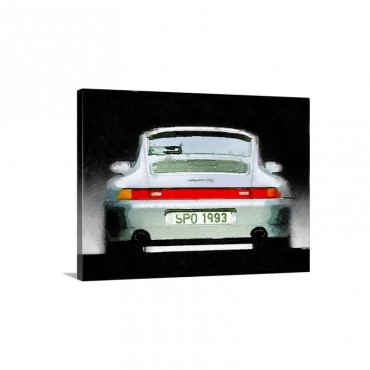 1993 Porsche 911 Rear Watercolor Wall Art - Canvas - Gallery Wrap