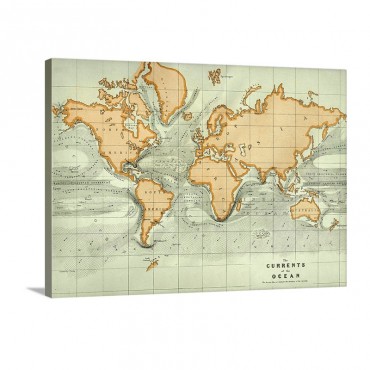 19th Century Chart Of Ocean Currents Wall Art - Canvas - Gallery Wrap
