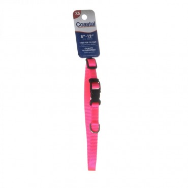 Tuff Collar Nylon Adjustable Collar - Neon Pink - 8 - 12 Long x 3 8 Wide