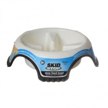 JW Pet Skid Stop Slow Feed Bowl - Medium - 8.5 Wide x 2.5 High 3.75 cups