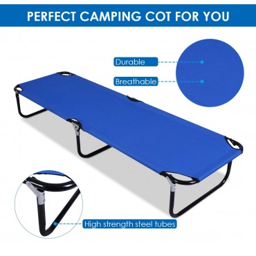Outdoor Portable Blue Folding Camping Bed