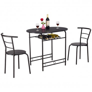 3 Pcs Dining Set Table And 2 Chairs Bistro Pub Furniture