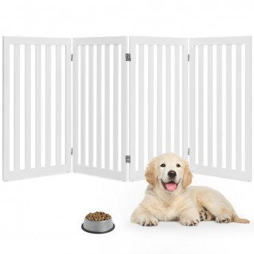 35 Inch. Folding Standing 2/4 Panel Wood Pet Fence - White