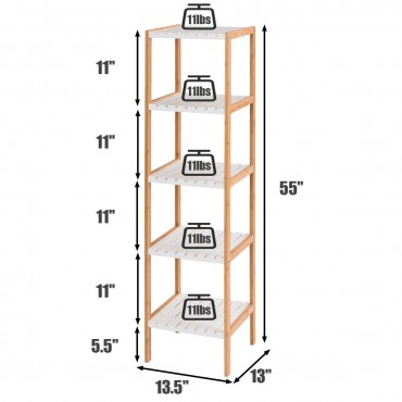 5-Tier Bamboo Utility Shelves Domestic Storage Freestanding Units Shelf