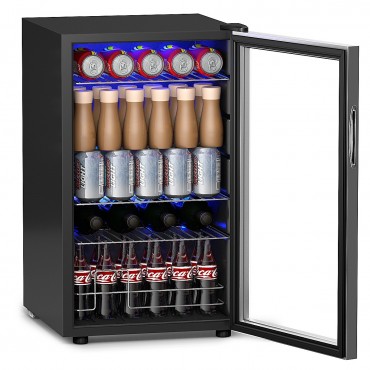 76 Can Beverage Refrigerator Cooler With Glass Door