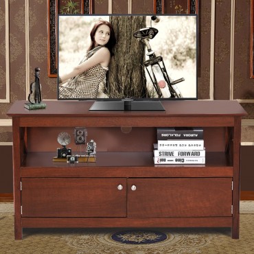 44 In. Wooden Storage Cabinet TV Stand