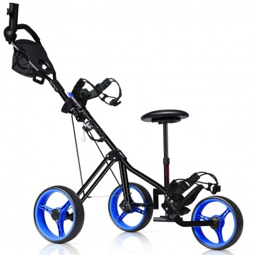 Foldable 3 Wheels Push Pull Golf Trolley With Scoreboard Bag