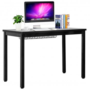 Computer Desk With Cable Organizer Sturdy Writing Desk Black