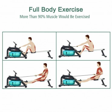 Indoor Rowing Machine With Adjustable Resistance Water Wheel LCD Monitor And Heart Rate Sensor