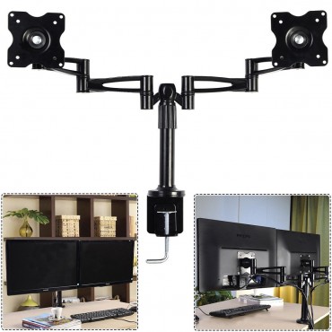 Fully Adjustable Desk Dual LCD Monitor Arms Stand