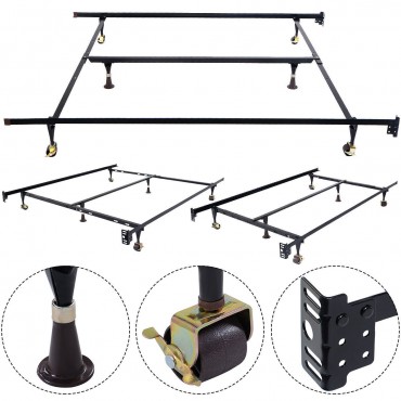 Size Adjustable Steel Bed Frame with Casters